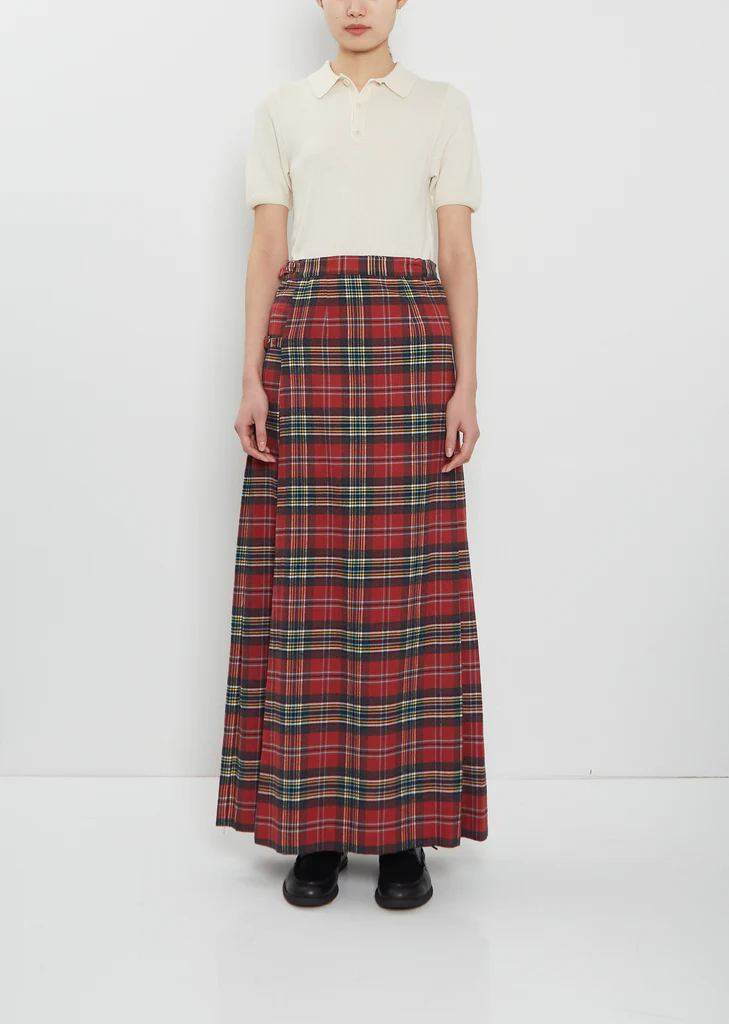 Maya Pleated Cotton Tartan Skirt